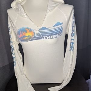 Hollister white shirt with hood